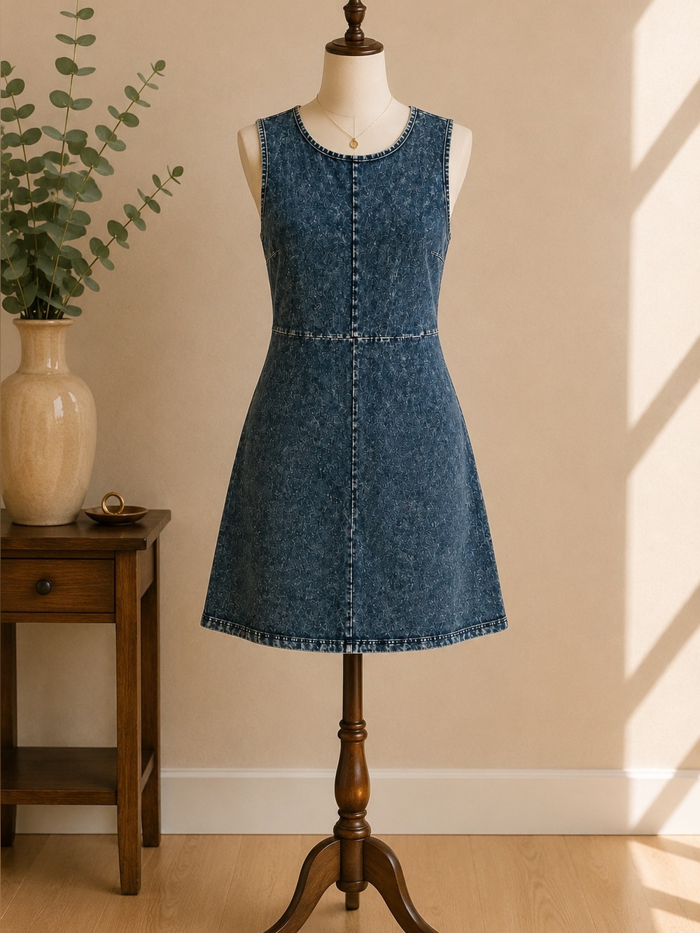 Blue by RD Y2K Acid Wash Denim Mini Dress Sleeveless Clean Girl size S